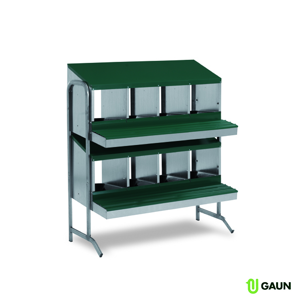 GAUN Volailles batterie pondoirs 8 compartiments cuvettes