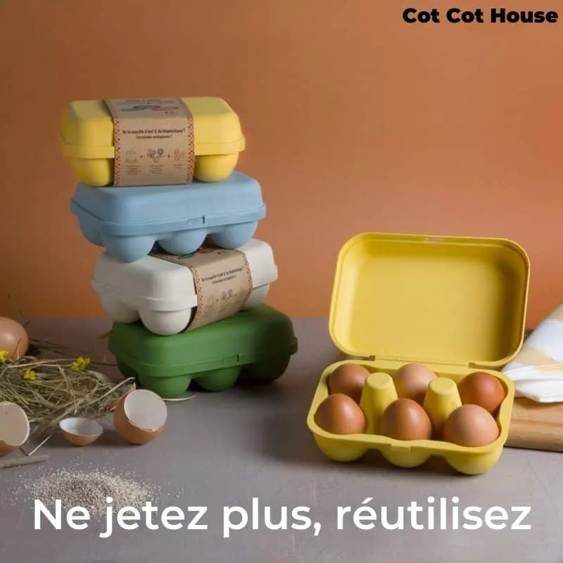 Cot Cot House Boite 10 oeufs plastique réutilisable jaune