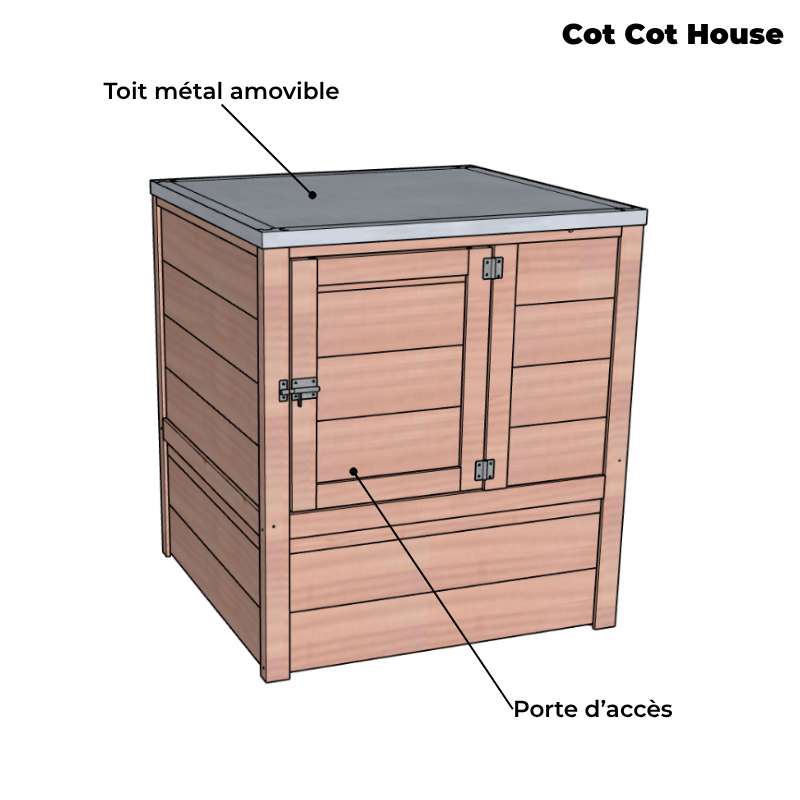 Cot Cot House Houdan poulailler 4 poules bois Douglas