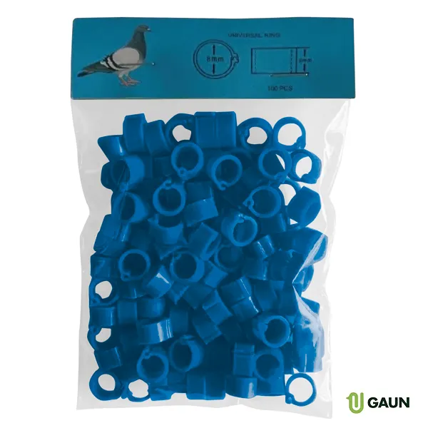 Gaun Pigeons bague à clips 8 mm bleu 100 pièces