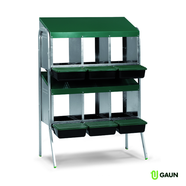 Gaun Volailles batterie pondoir 6 cases fond plastique