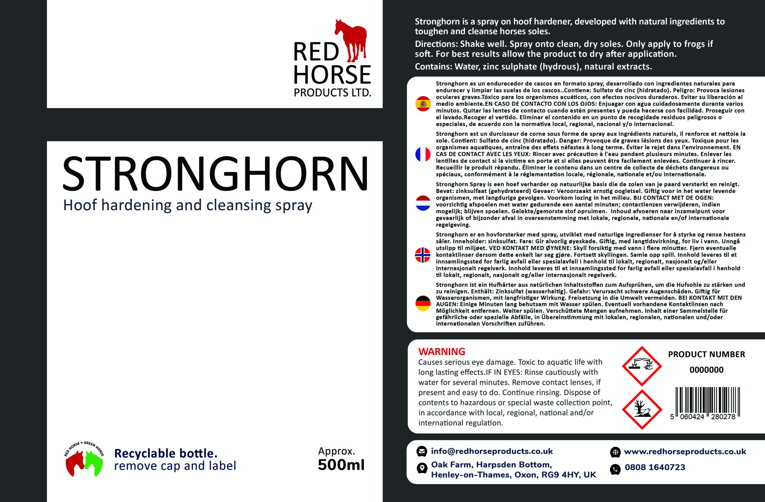 Red Horse Stronghorn durcisseur sabot cheval corne