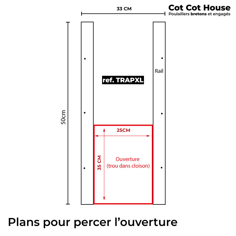 Cot Cot House Aménagement poulailler trappe XL + rails