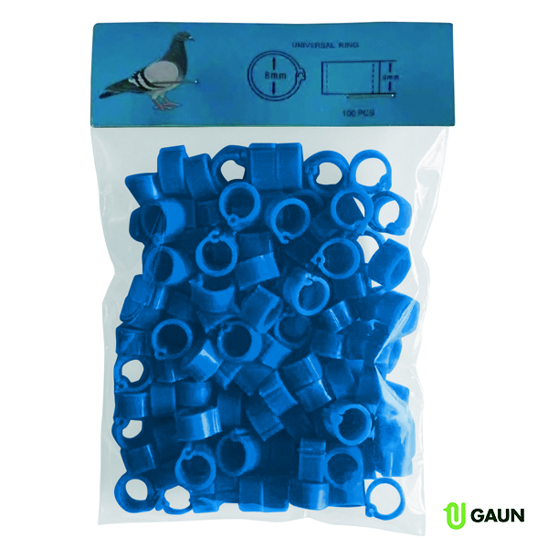 Gaun Pigeons bague à clips 8 mm bleu 100 pièces