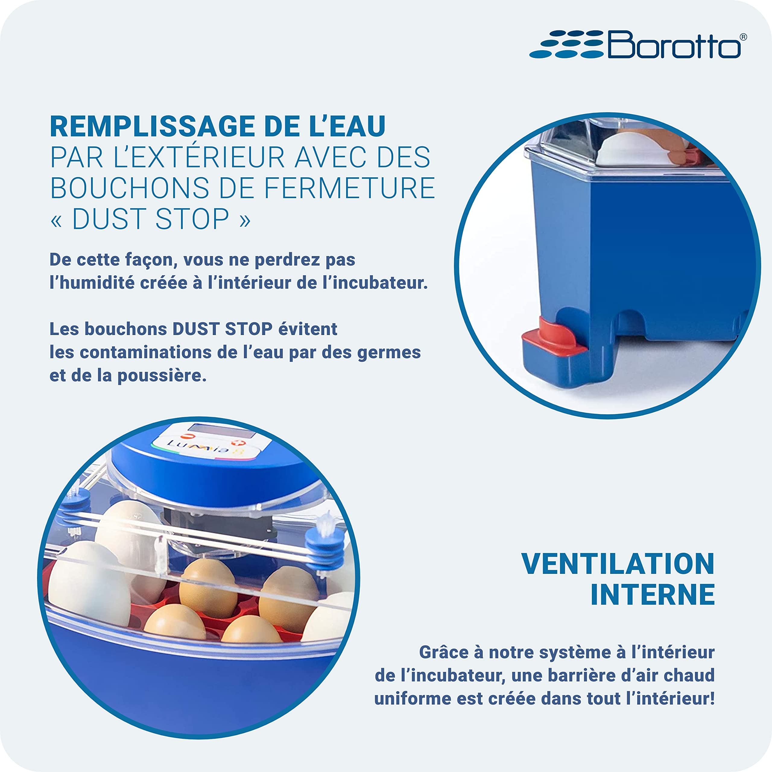 Borotto Lumia 8 Expert couveuse 8 œufs humidificateur Sirio
