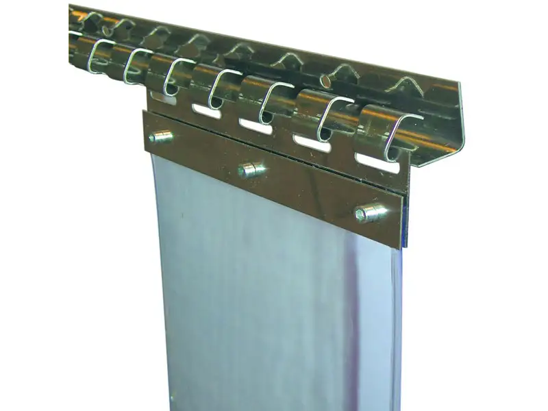 IDS rideau lanières PVC transparent étable profil inox
