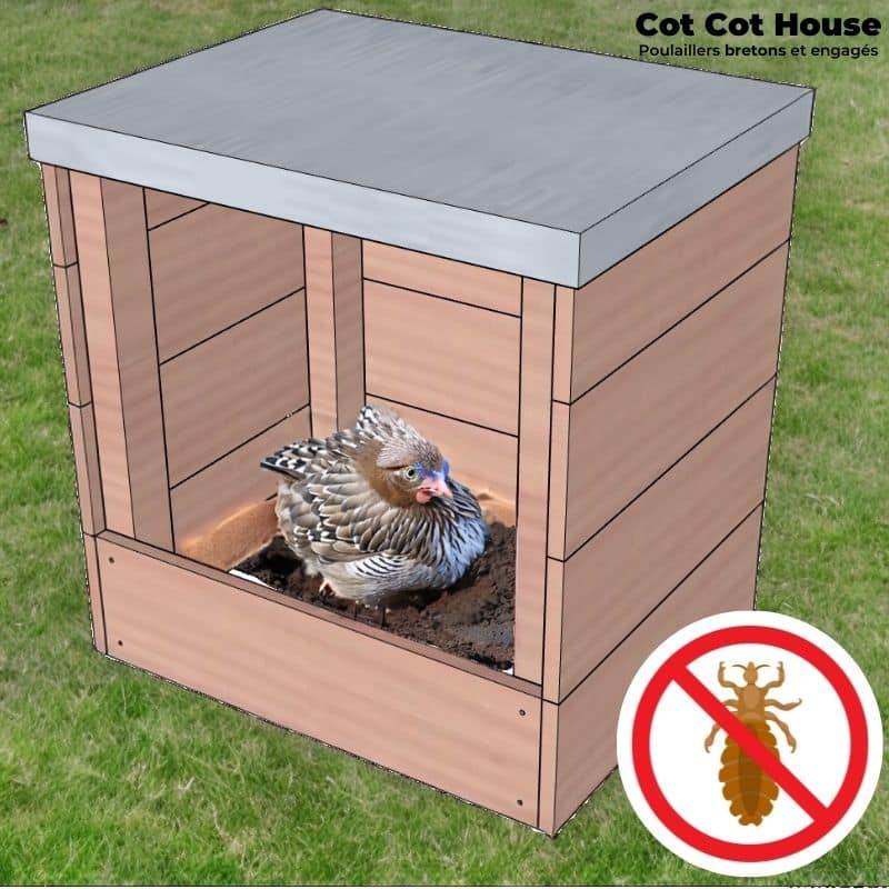 Cot Cot House bain de poussière anti-parasites bac Douglas