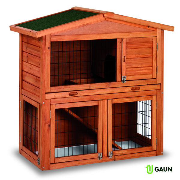 GAUN Prague clapier lapins bois sapin avec abri