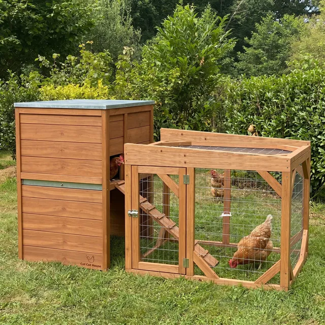 Cot Cot House Houdan Confort poulailler 4 poules avec volière