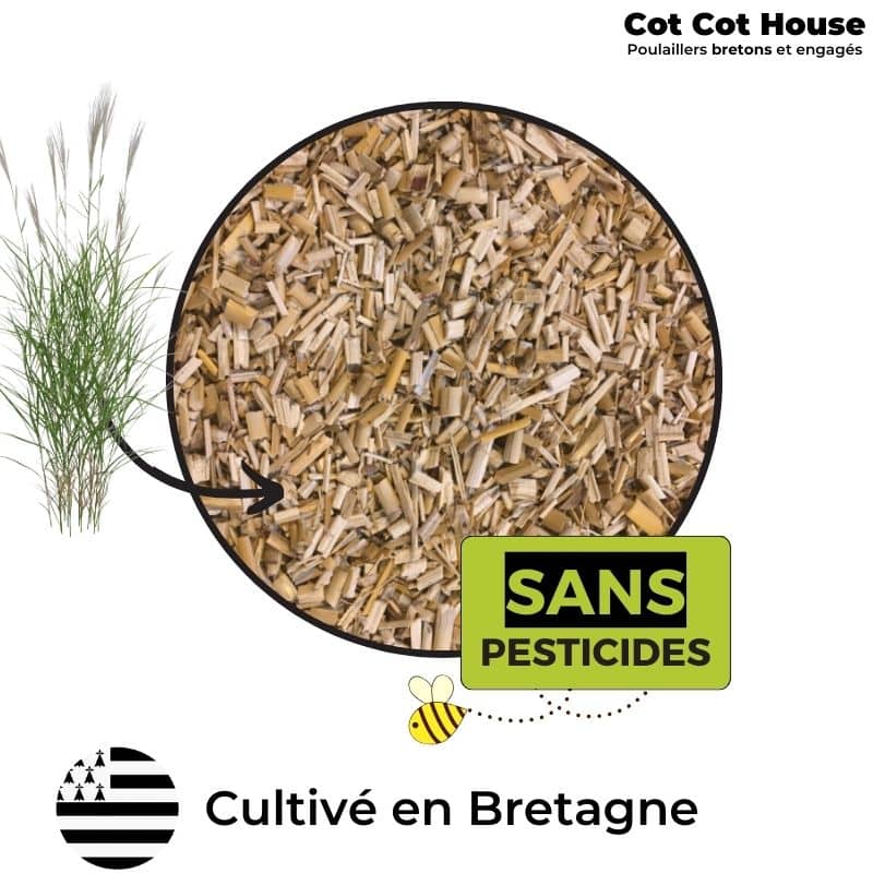 Cot Cot House litière miscanthus broyé 140L paillis poulailler