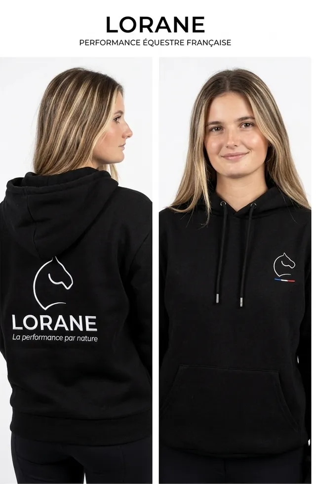 Lorane sweat à capuche hoodie noir coton cavalier