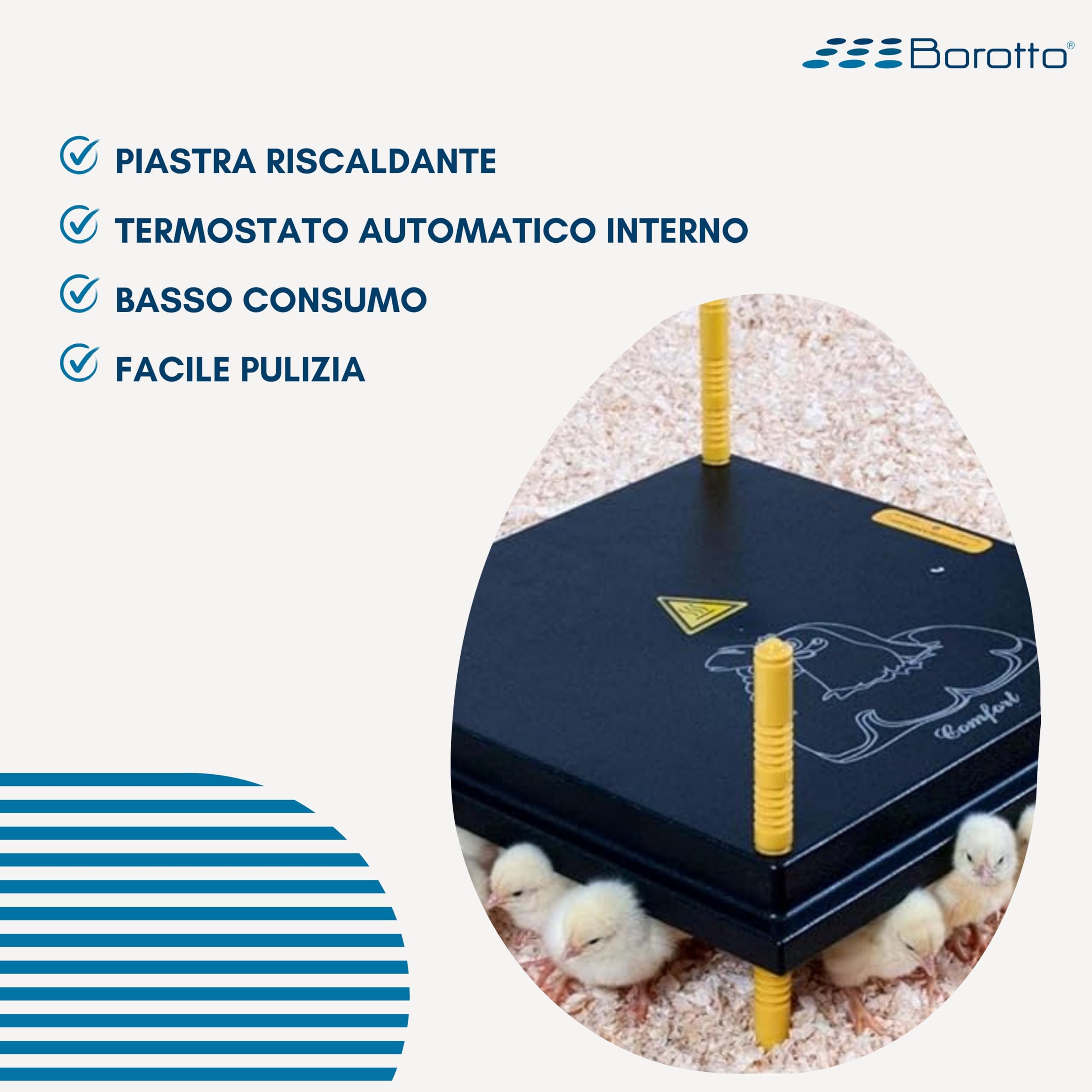 Borotto plaque chauffante poussins 50/55 50W thermostat