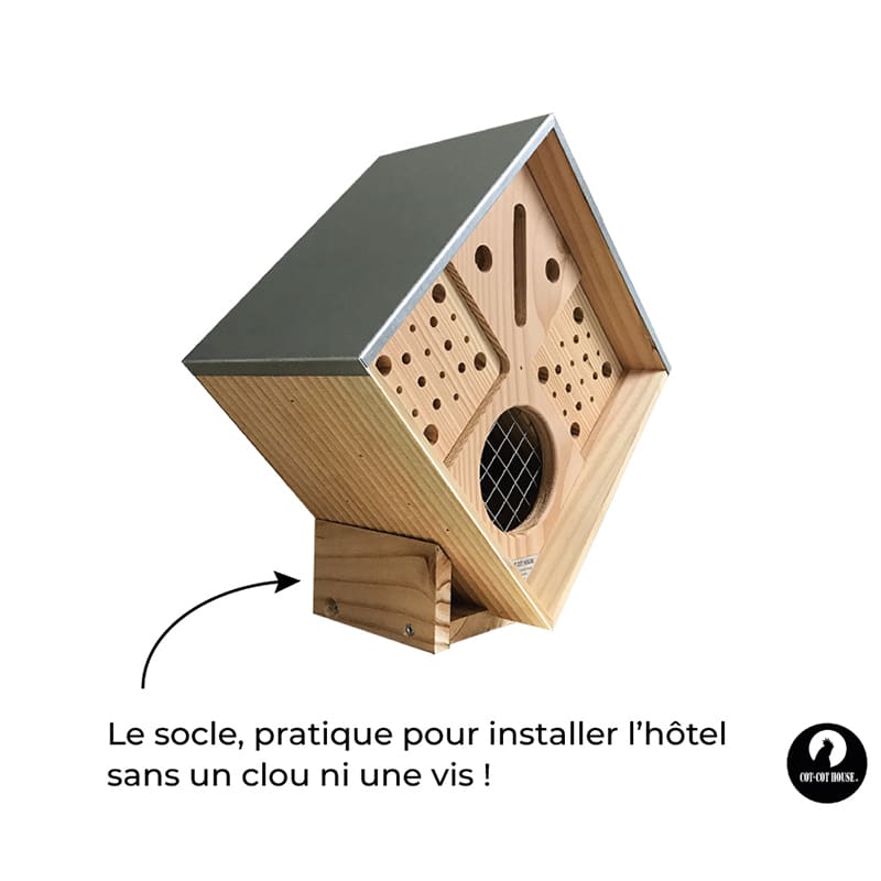 Cot Cot House Socle hôtel à insectes TyBees support extérieur