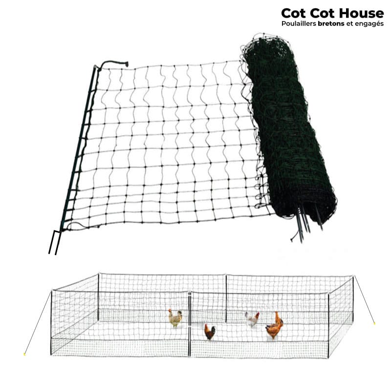 Cot Cot House Enclos filet poules 25 m installation facile