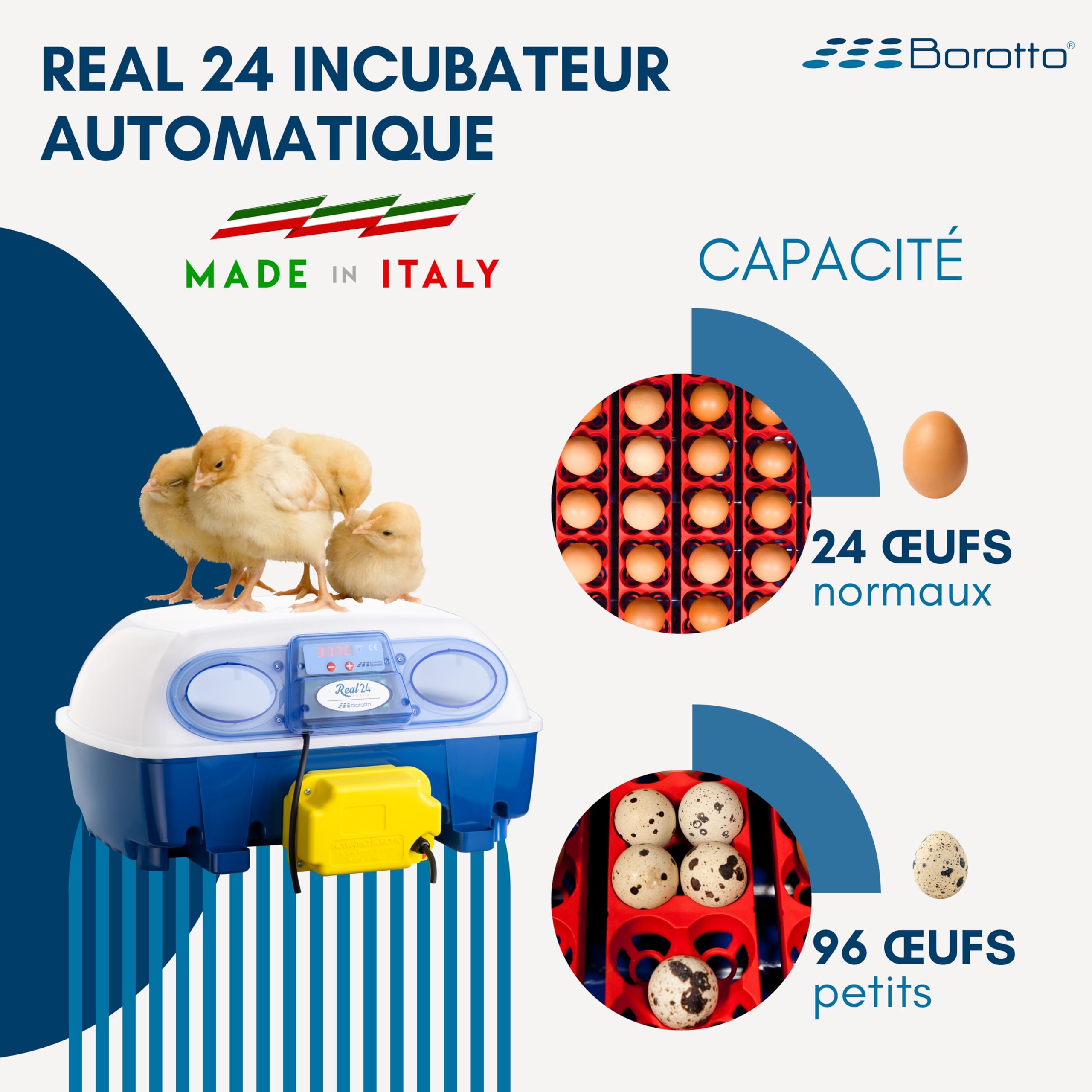 Borotto Real 24 couveuse automatique 24 œufs retournement auto