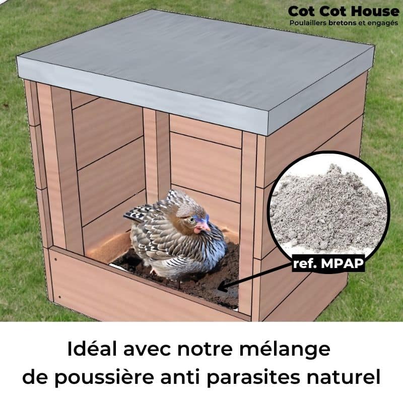 Cot Cot House bain de poussière anti-parasites bac Douglas